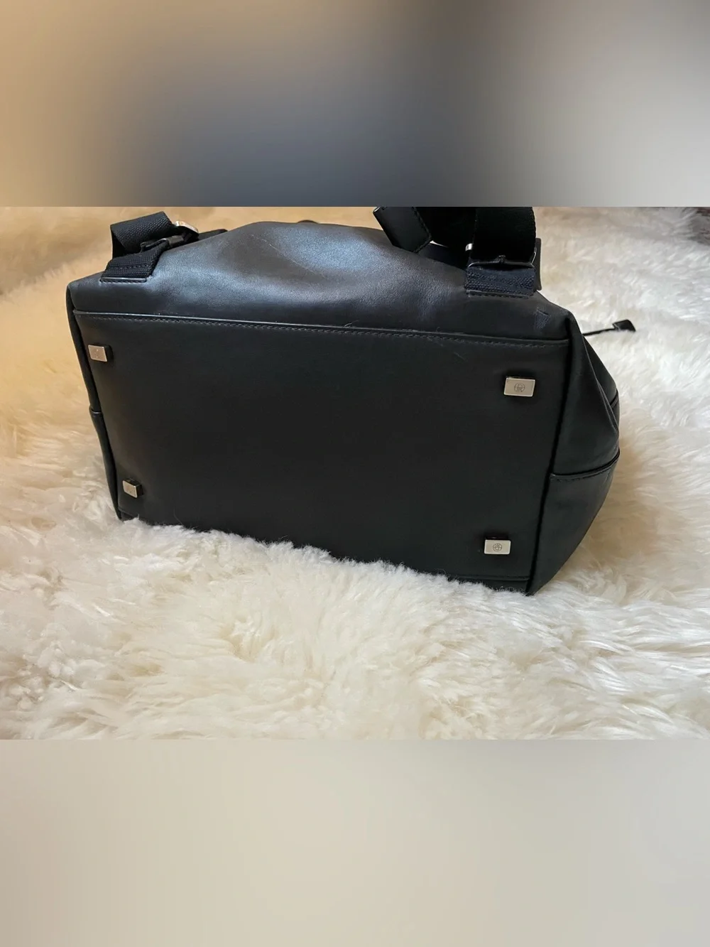 Authentic | discontinued The Row 11 black saddle leather backpack / purse